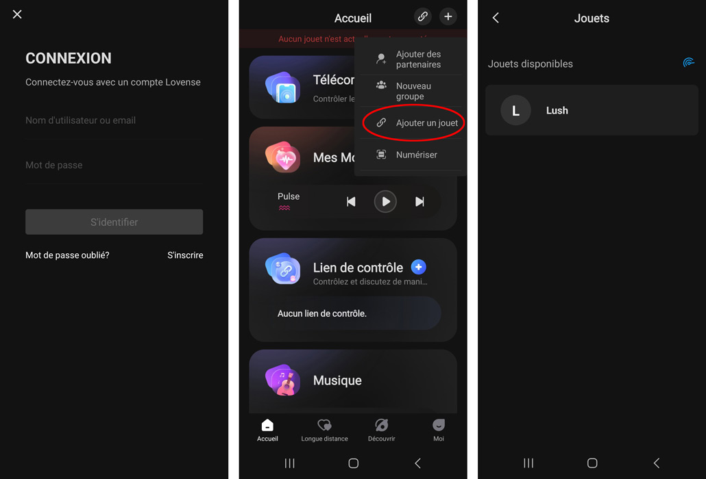 Couplage via l'application Lovense Remote
