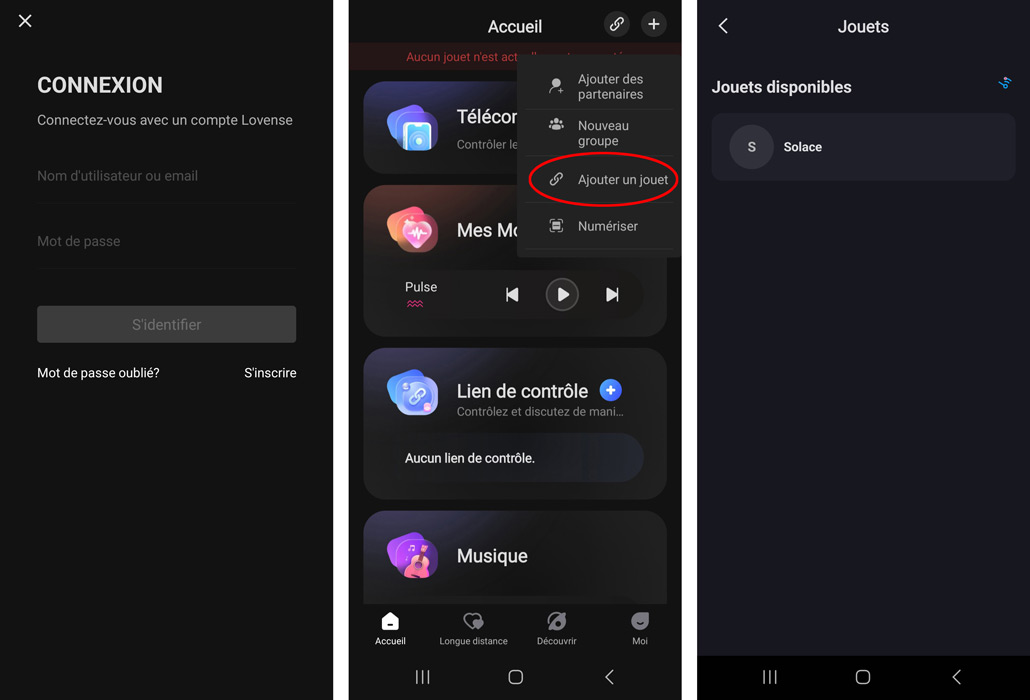 Appairage du Solace avec l'application Lovense Remote